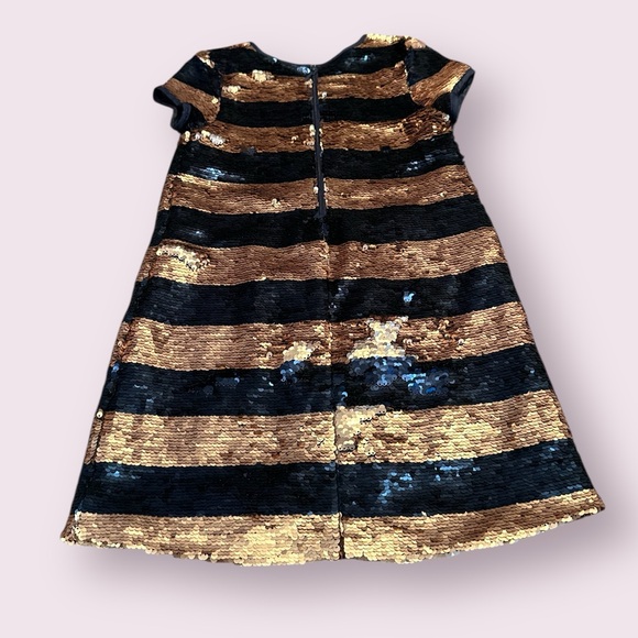Girls Peyton & Parker Gold and Navy Blue Striped Sequin Dress Size 6 - Picture 7 of 8